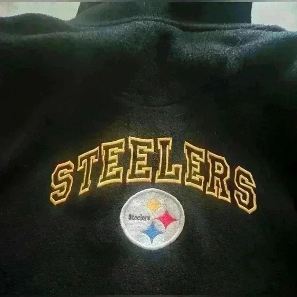Vintage Pittsburgh Steelers Fleece  Black Hoodie Men's L. - Picture 4 of 7